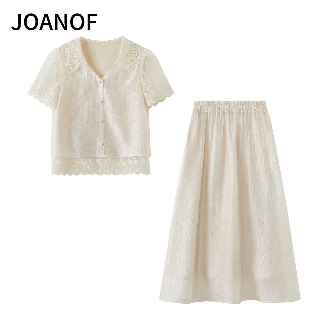 JOANOF时尚套装减龄气质法式显瘦套装简约风夏季夏装显瘦XT591