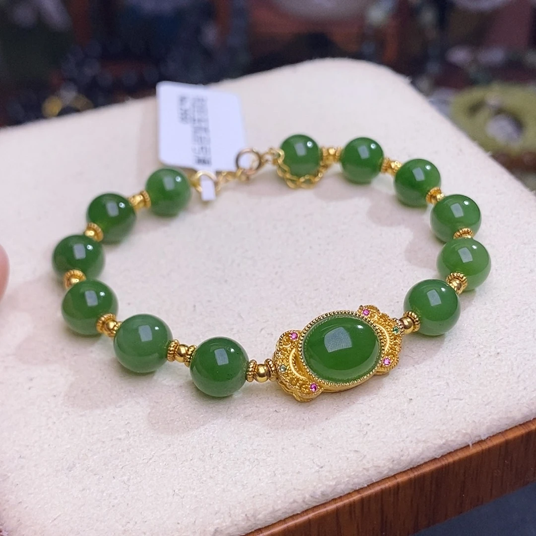 和田玉未镶嵌颈饰碧玉手链约8MM清货价