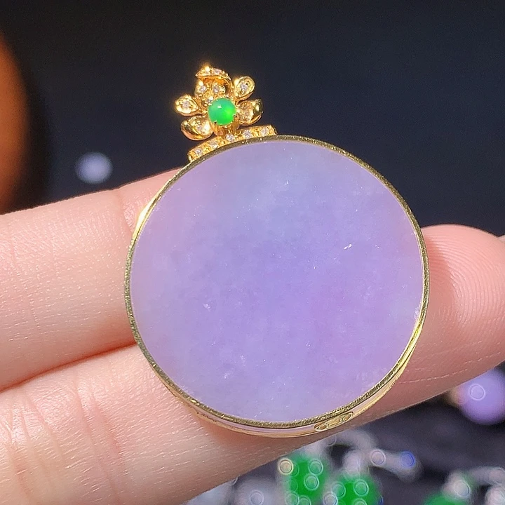 翡翠18K金镶嵌吊坠(不含链)