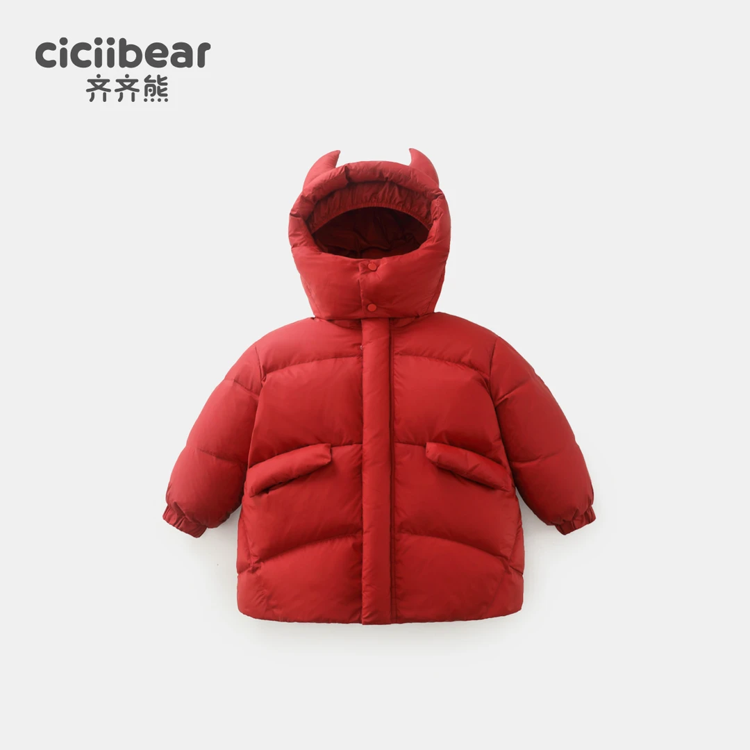 男女童纯色龙角羽绒服儿童休闲连帽儿童 Q102394