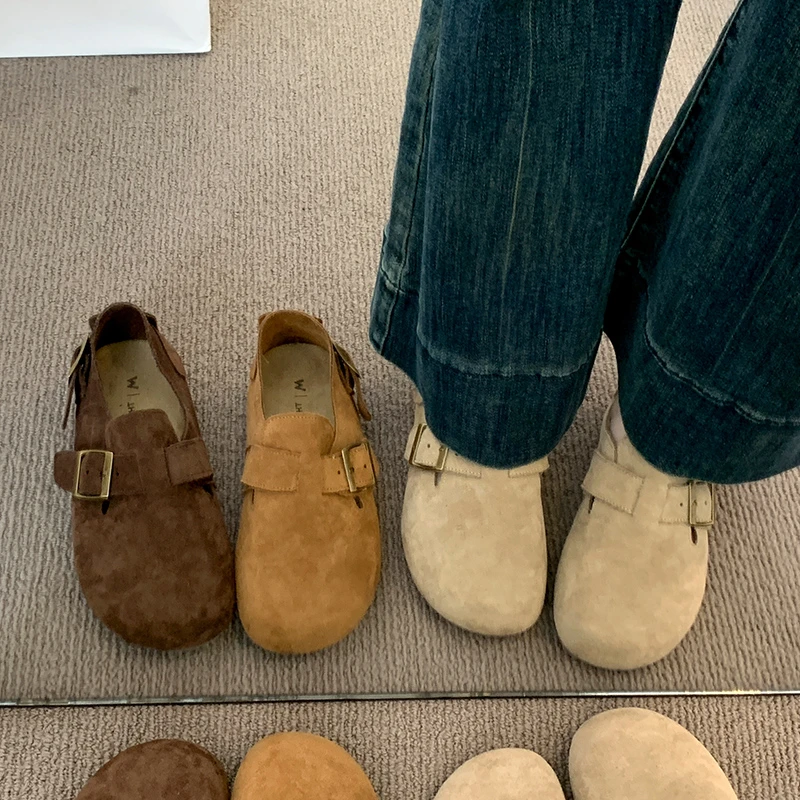 全包勃肯鞋女鞋子2025新款爆款春秋季一脚蹬单鞋美拉德博肯豆豆鞋