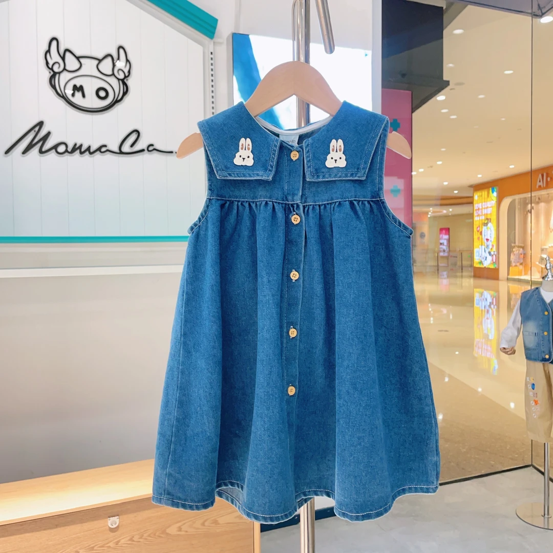 MOMOCO2025秋季新款女童无袖牛仔背心裙童装77580470001