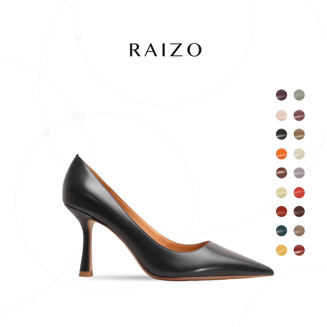 RAIZO 限量款进口胎牛皮系列单鞋气质百搭细跟优雅浅口手工制作
