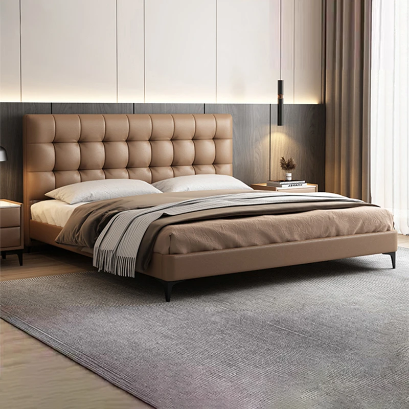 华夫格极简北欧意式轻奢主卧大床1.8m1.5m现代简约双人床储物婚床