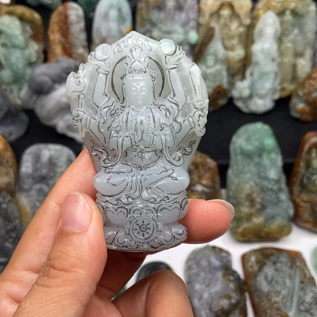 寒***、定制翡翠未镶嵌天然缅甸翡翠A货毛货抛光定制