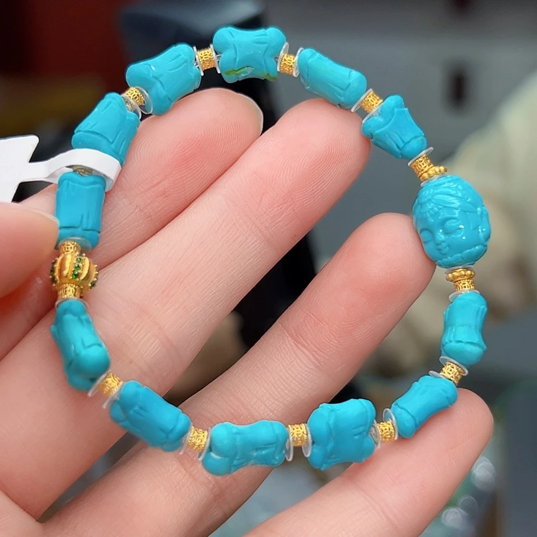 绿松石珠宝奇石18K金镶嵌