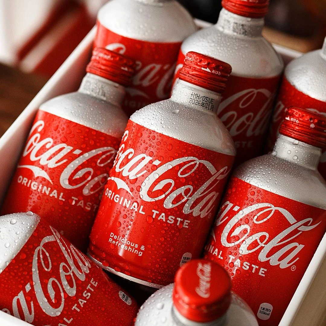 可乐日本进口高颜值子弹头铝罐可乐300ml/瓶碳酸饮料汽水收藏