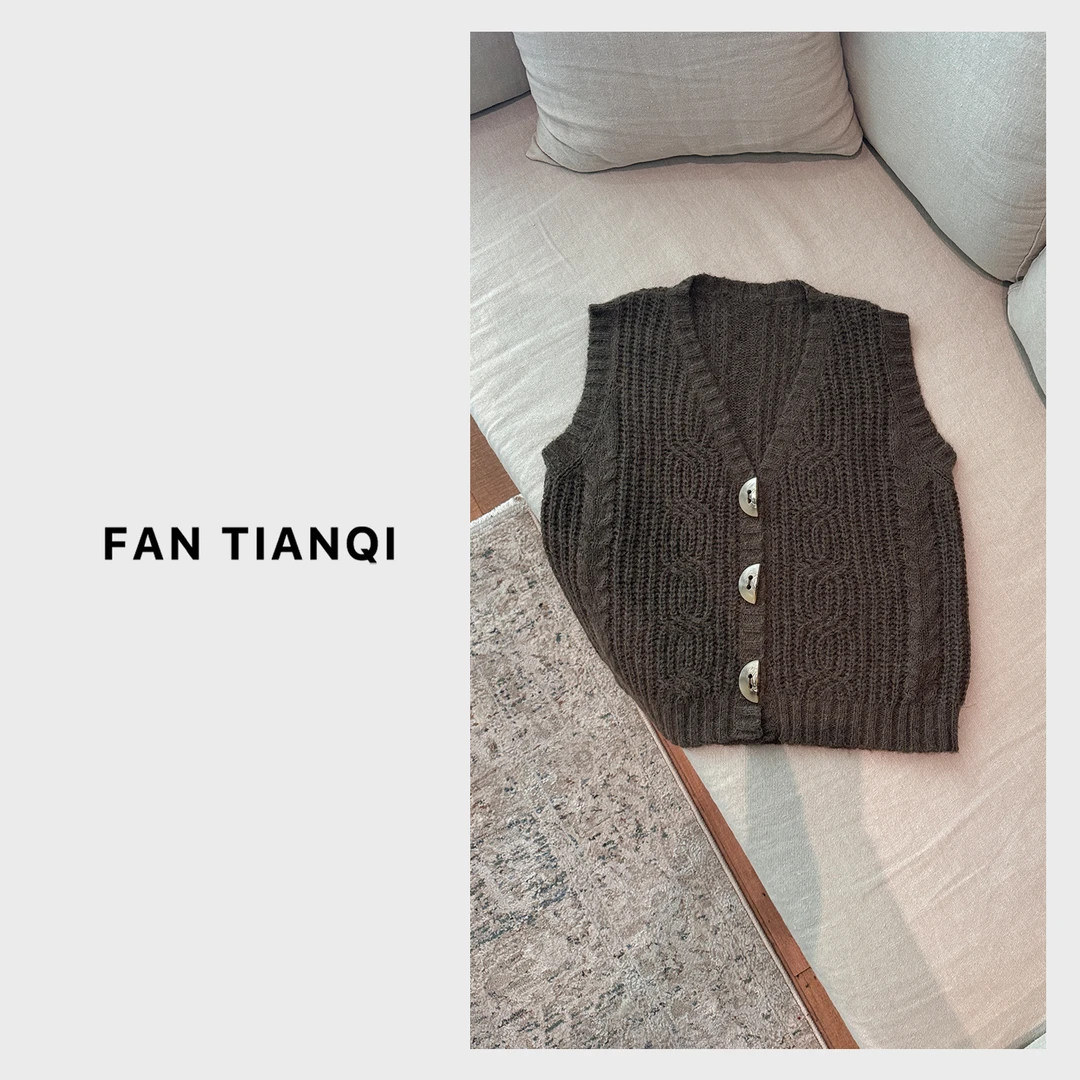 范天奇/FAN TIANQI【V领马甲】9支羊毛马甲叠穿针织200克FWSWT58042