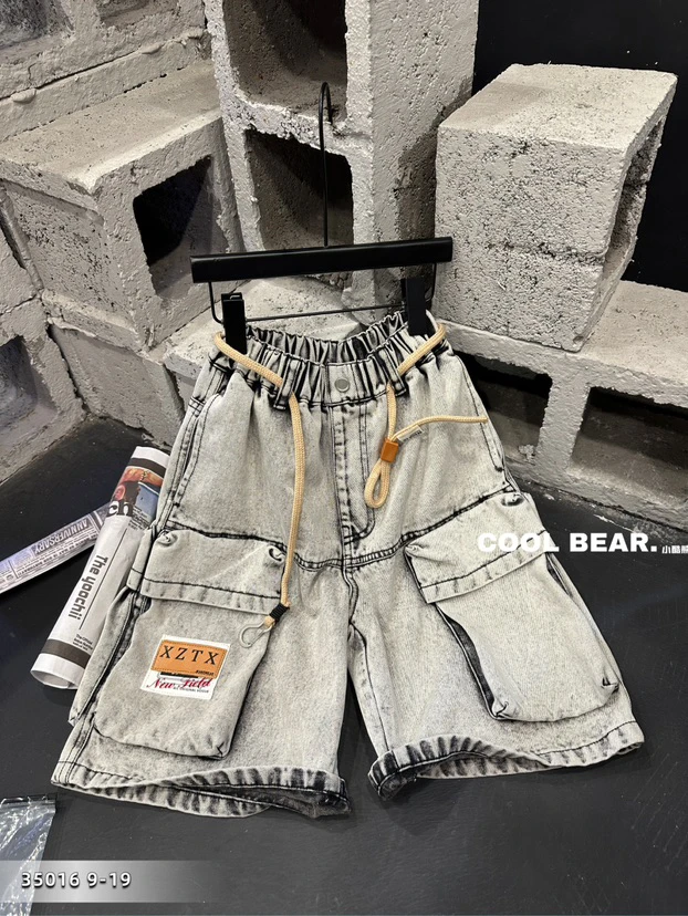 【废土设计款裤子】蒙蒙潮童2025夏款新品中大童潮酷牛仔大兜中裤