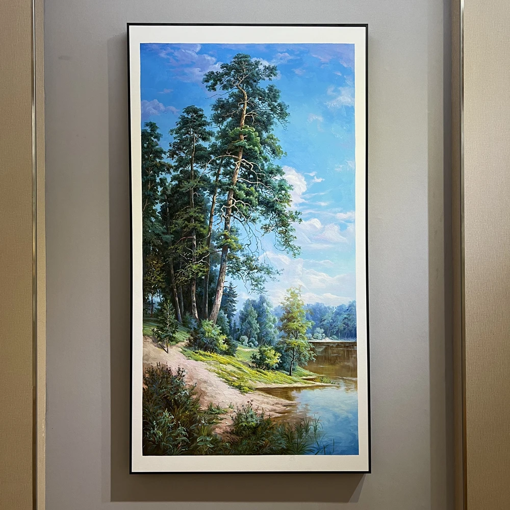 纯手绘风景油画现代玄关过道走廊装饰画办公室壁画