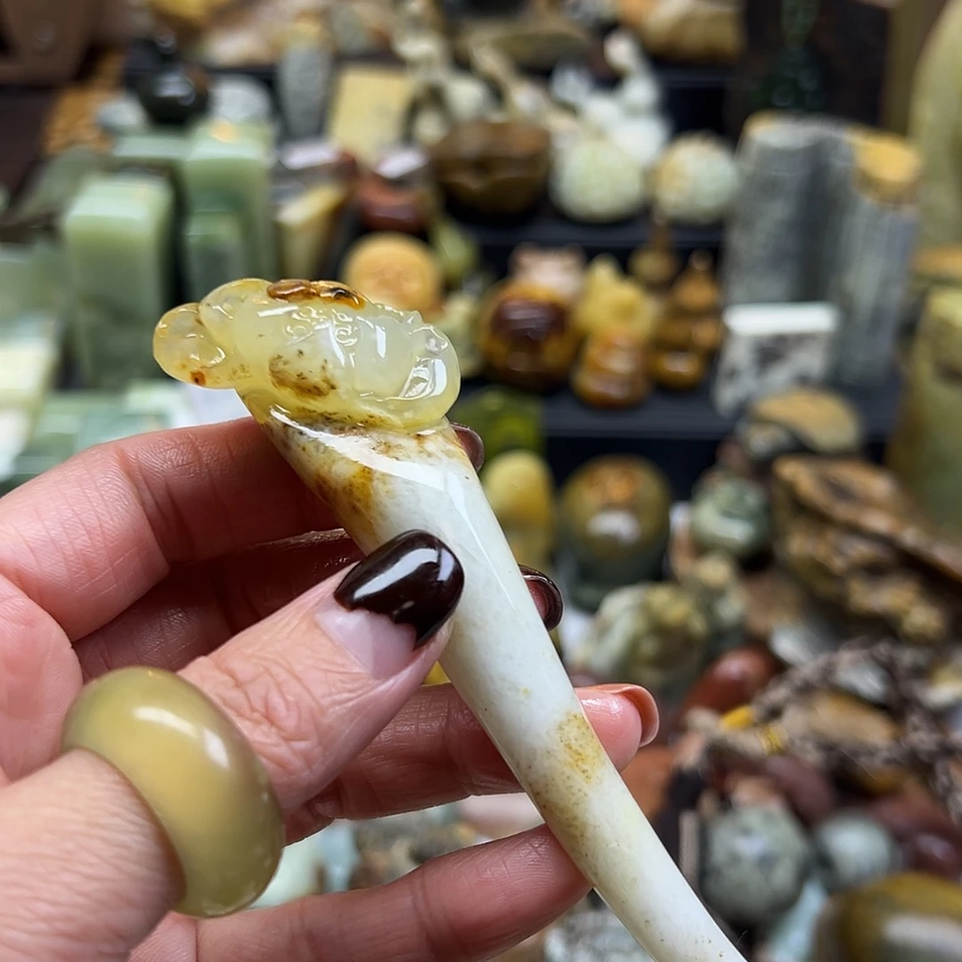 ****‍岫玉未镶嵌颈饰花玉簪子