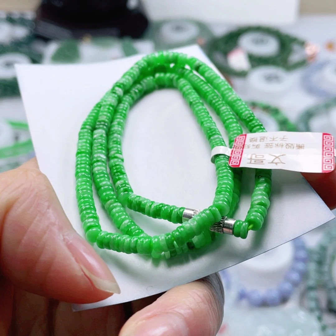 翡翠手链未镶嵌天然翡翠项链4mm