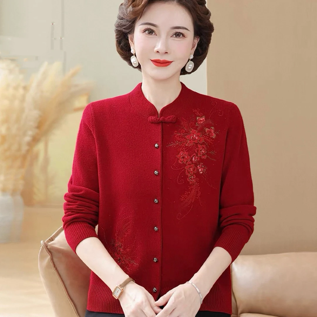 69132款妈妈装冬季新款羊毛开衫穿搭