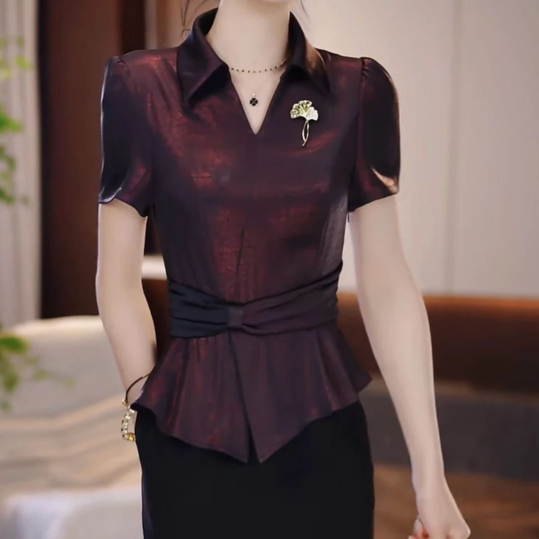 高级冰丝缎气质高贵假俩件礼服裙2025夏季新款轻奢减龄修身裙子女