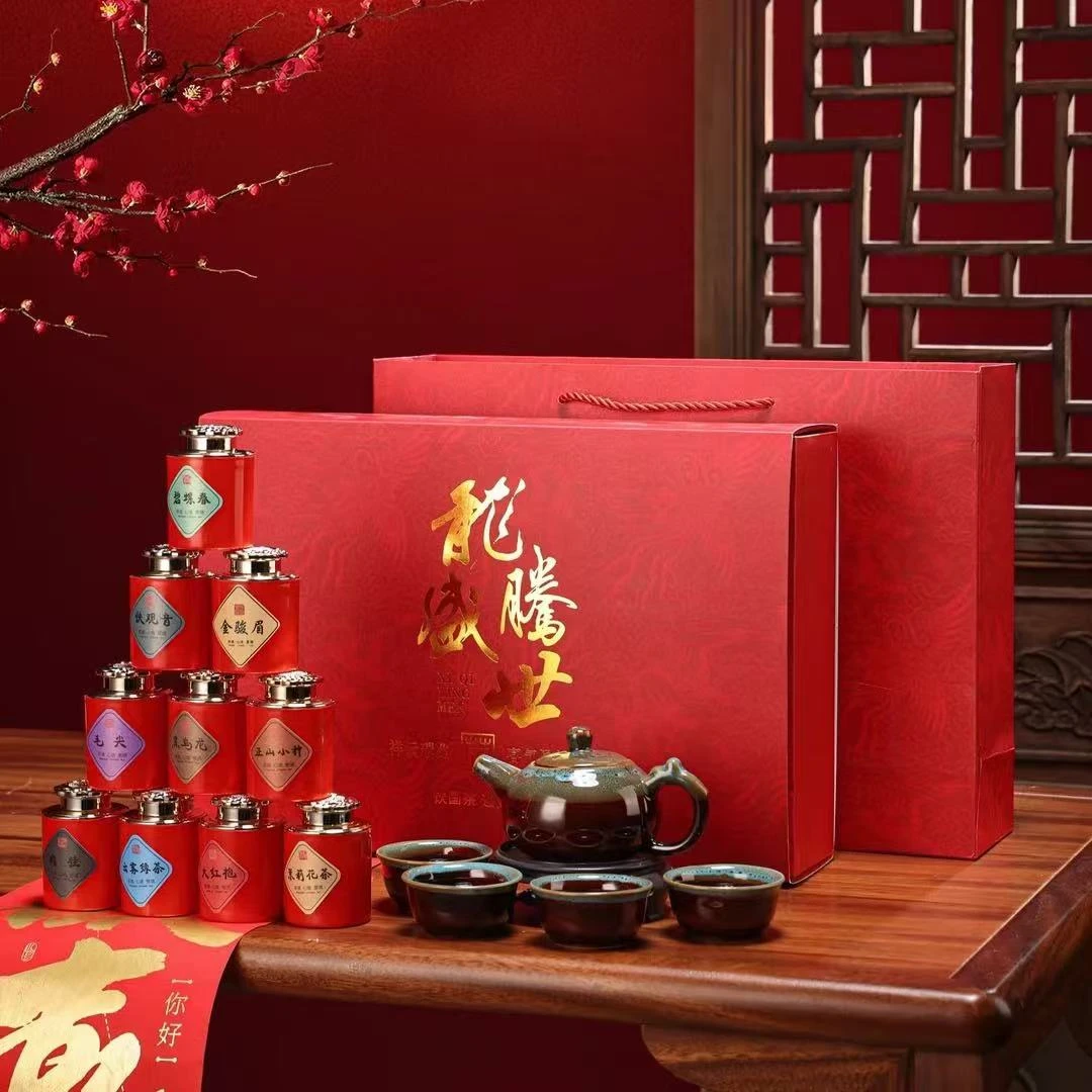 【龙腾盛世】十大茗茶+一壶四杯茶具 组合装 150克