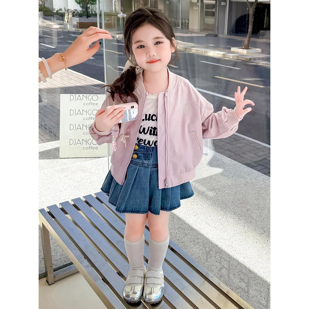 女童秋装外套春秋款2025新款韩版儿童装秋季洋气时髦夹克休闲上衣