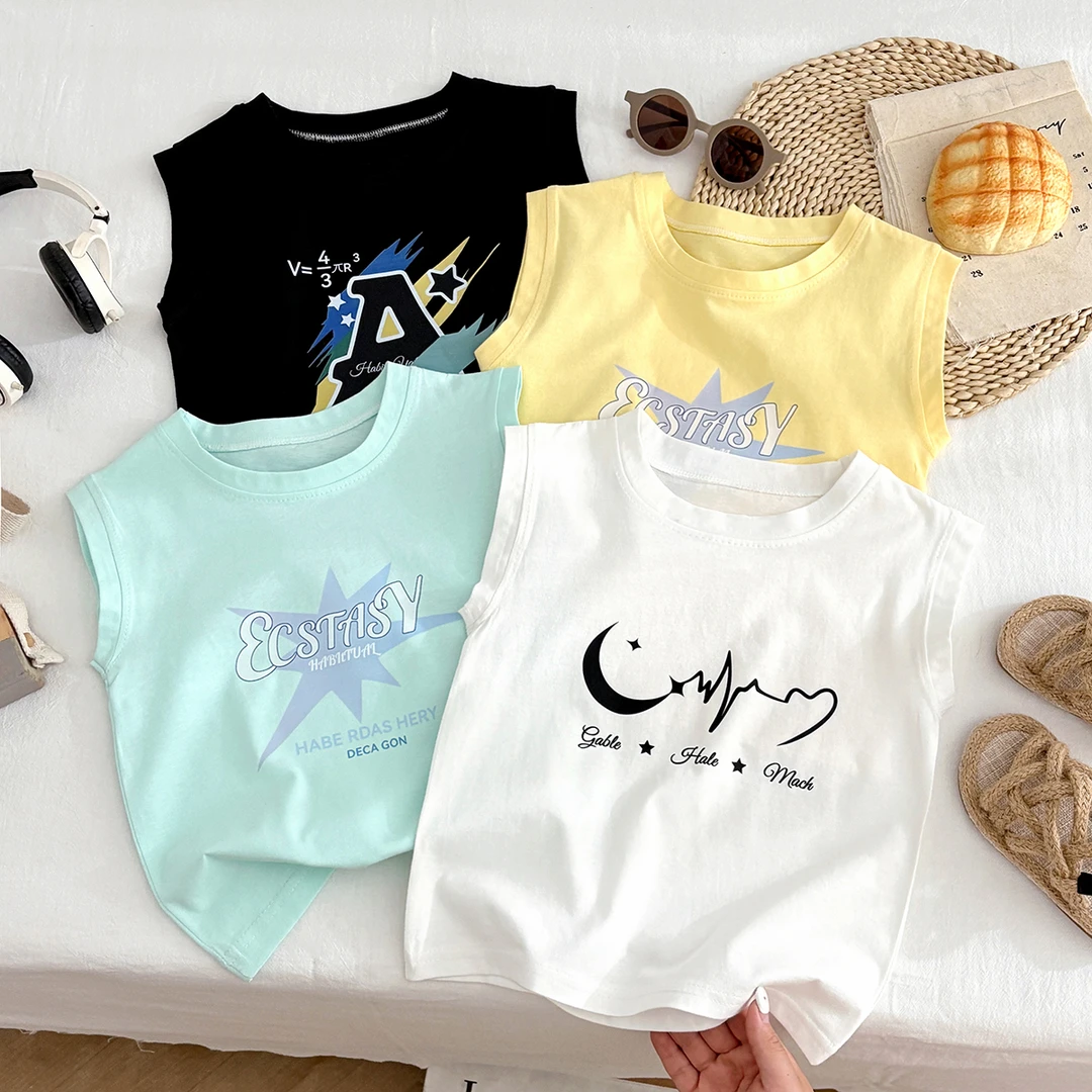 儿童纯棉运动背心2025新款儿童夏季凉感上衣宝宝速干透气无袖T恤