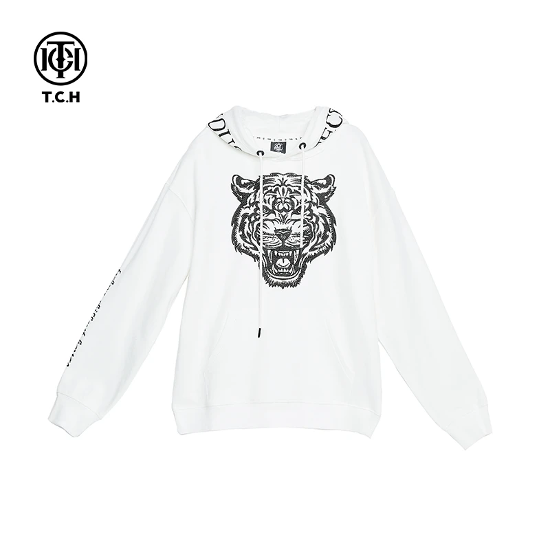 TCH服饰店播-潮牌轻奢虎头烫钻新款连帽百搭卫衣男女款T193128A08