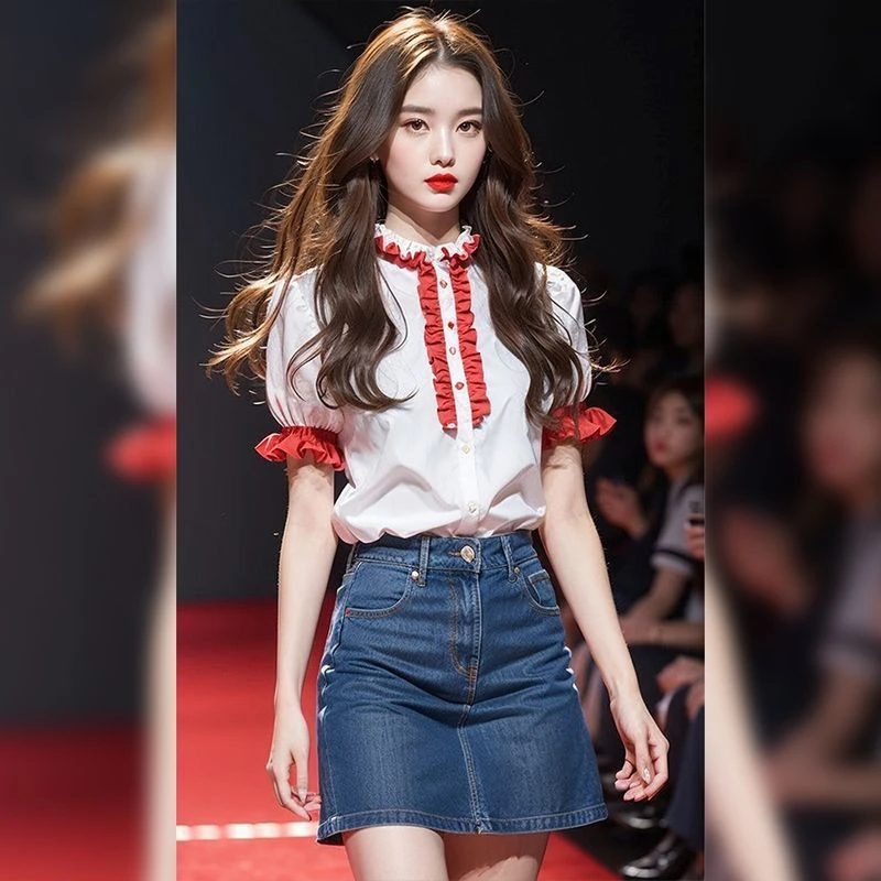 夏季法式洋气花边短袖衬衫女2024新款小个子高级感甜美清新上衣潮
