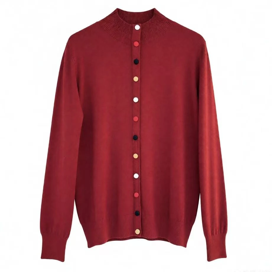 半高领彩扣加厚针织打底衫女新款洋气大码女装上衣秋冬毛衣D-349