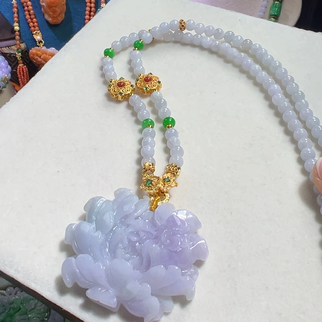 翡翠未镶嵌毛衣链冰紫