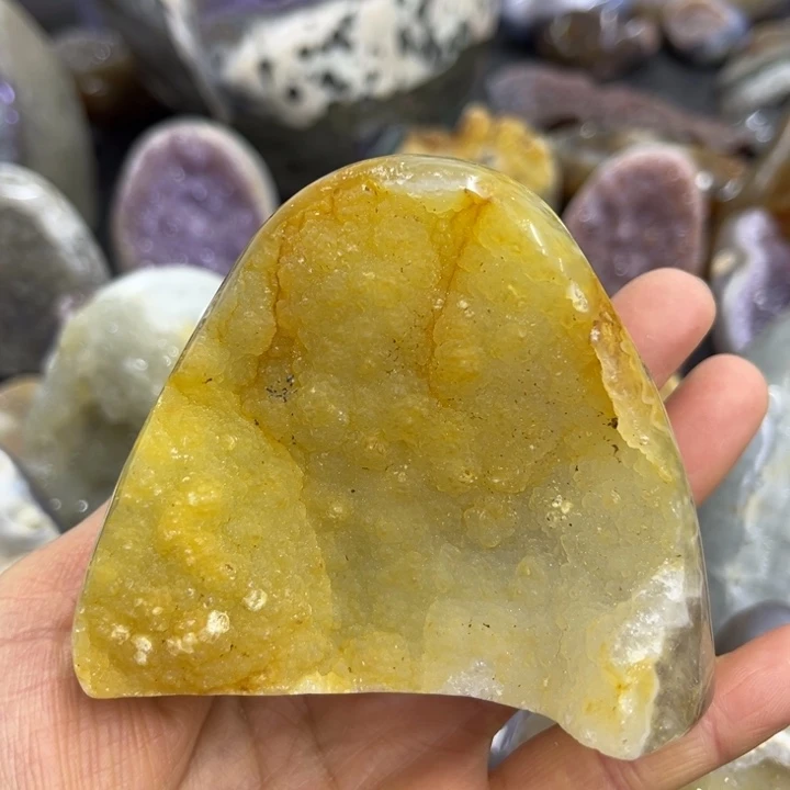 珠宝半成品未镶嵌水晶黄软屏风