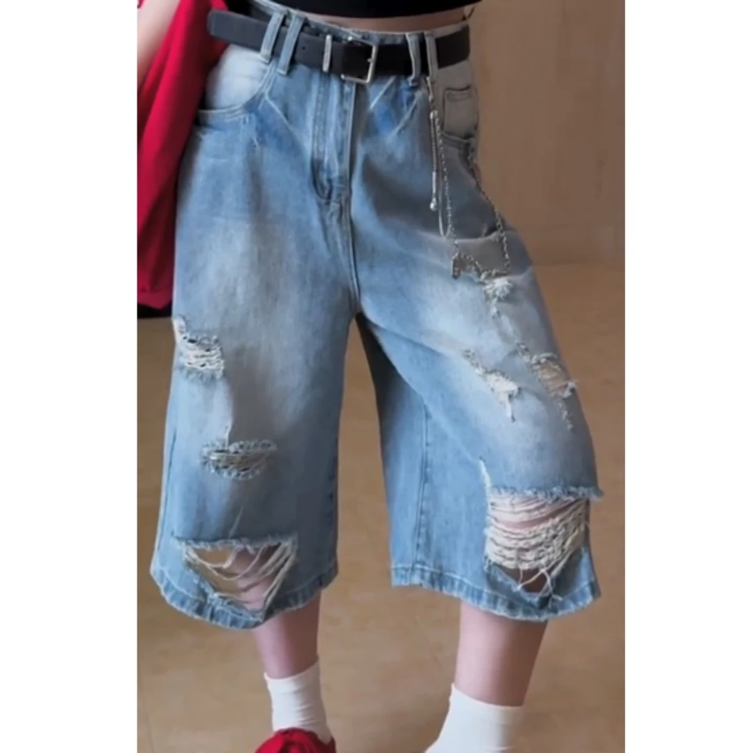 2025夏季新款高腰显瘦大码阔腿显瘦高腰直筒牛仔裤