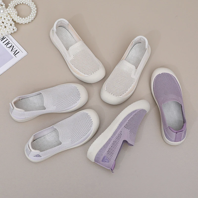 夏季新款老北京布鞋女网鞋网面镂空透气轻便妈妈鞋软底防滑休闲鞋