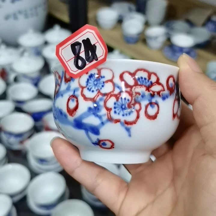 杯张学鸿老师青花釉里红微瑕