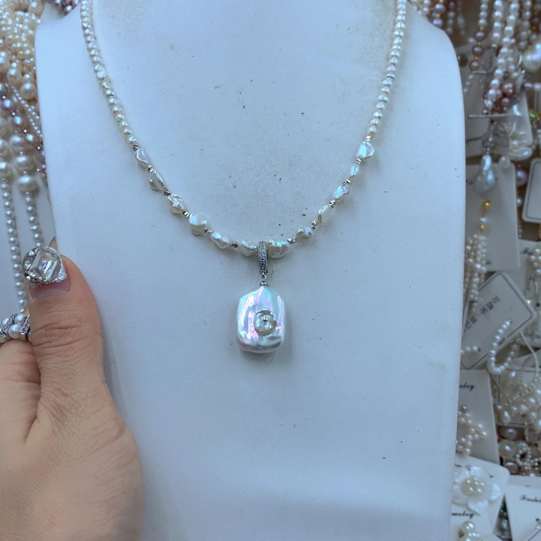 颈饰合金淡水珍珠