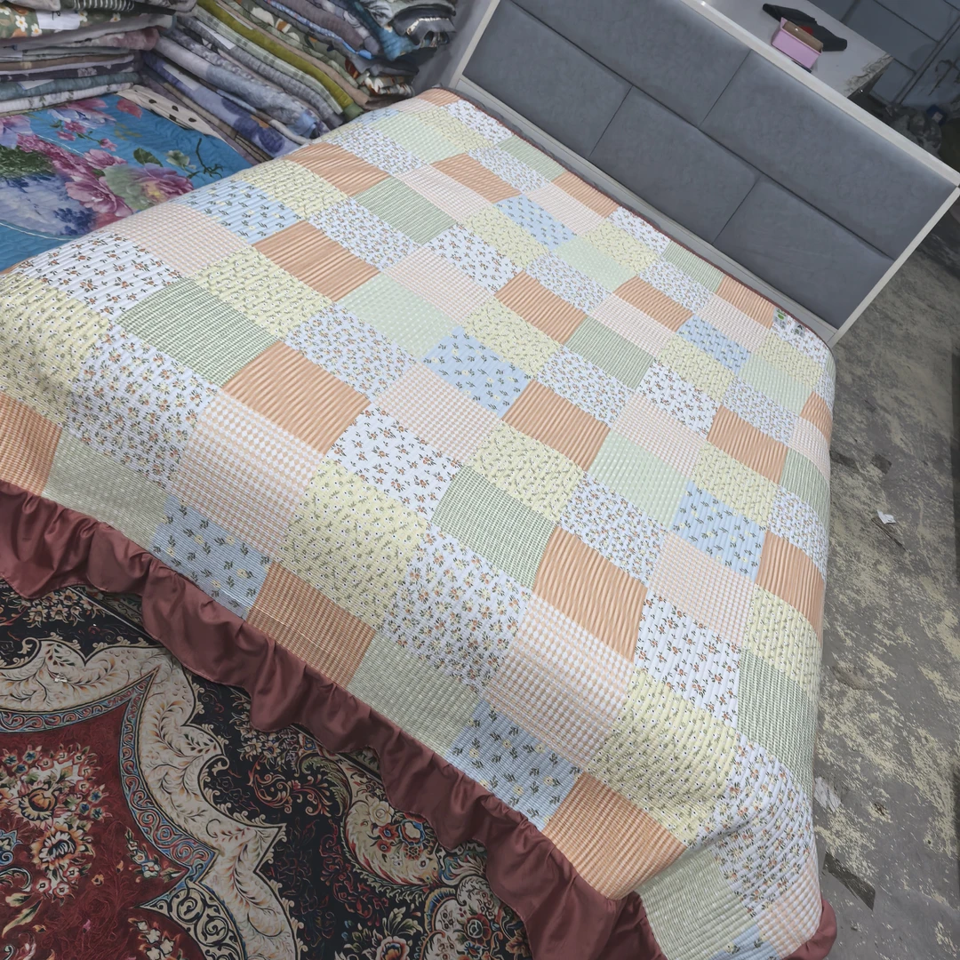 莫小柔花边床盖（橘色百福）2.4米✕2.5米