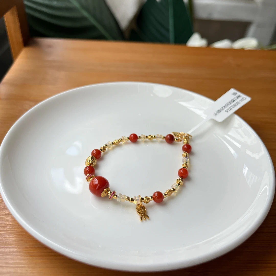 【郭老师】约5-8mm南红欧泊S925银手链