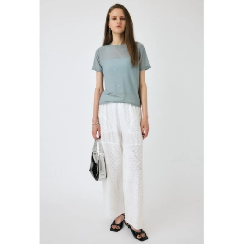 【强哥外贸】夏季新款 M 时尚休闲百搭钉珠纯色T恤上衣