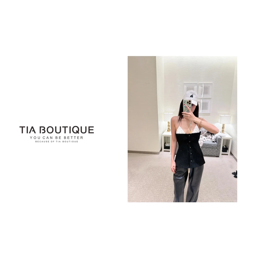 【25c山茶抹胸】顶版25p秀款山茶花重工拼接吊带收腰抹胸上衣SY0165