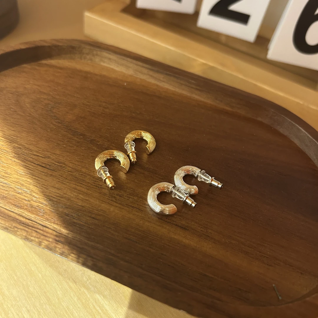 合金耳饰 素纹拉丝C圈轻奢气质高级感耳饰