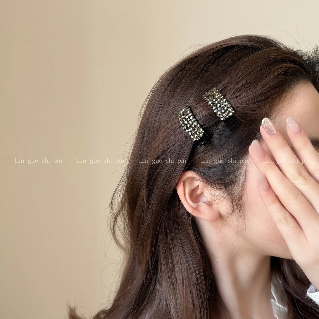 2025新款高端侧边刘海夹鸭嘴夹精致炫彩闪钻碎发夹发卡夹子女发饰