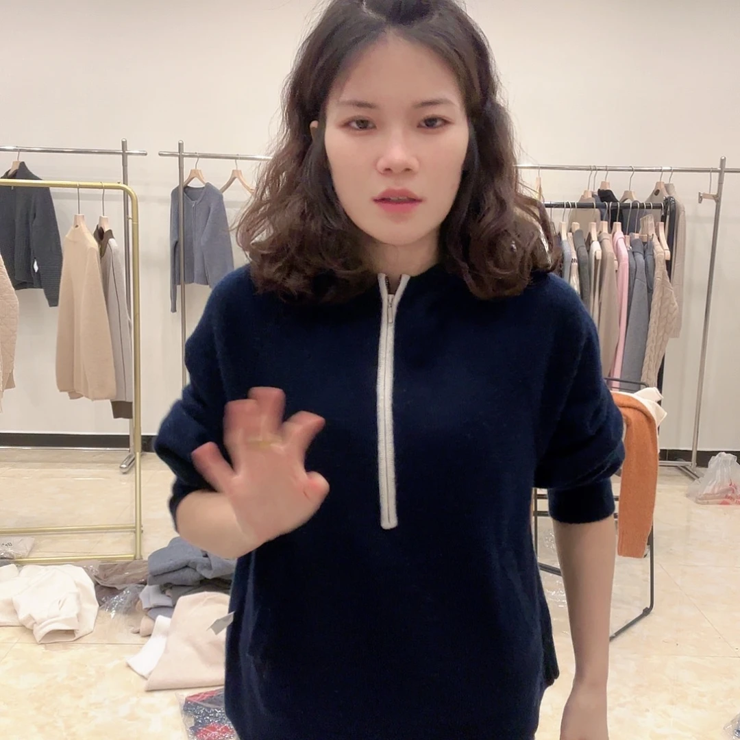 山羊绒半拉链帽衫超软
