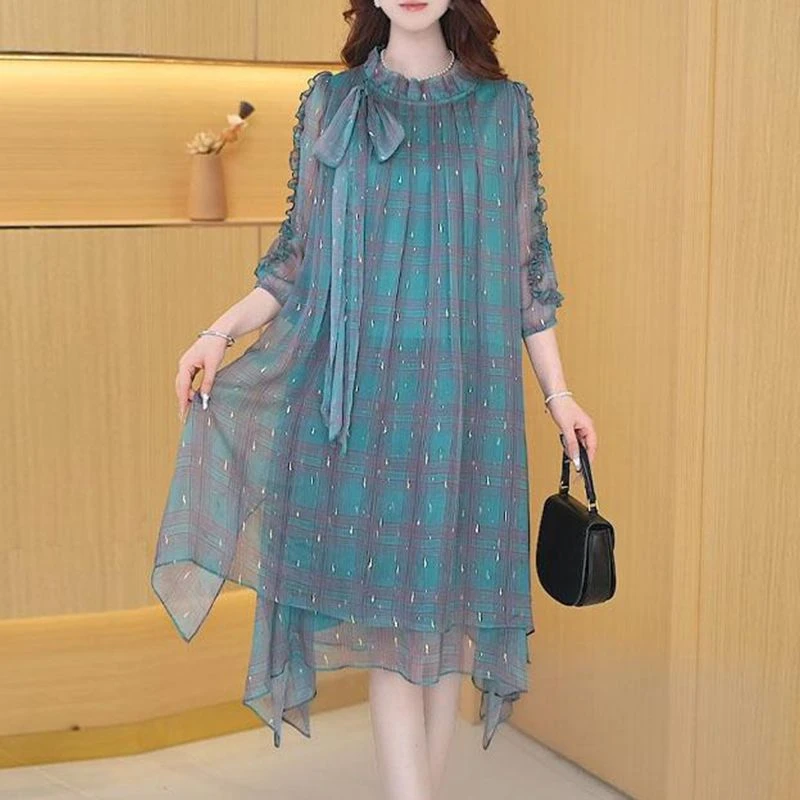 高贵洋气淑女连衣裙女2025春夏季新款妈妈时尚宽松贵气女神范裙