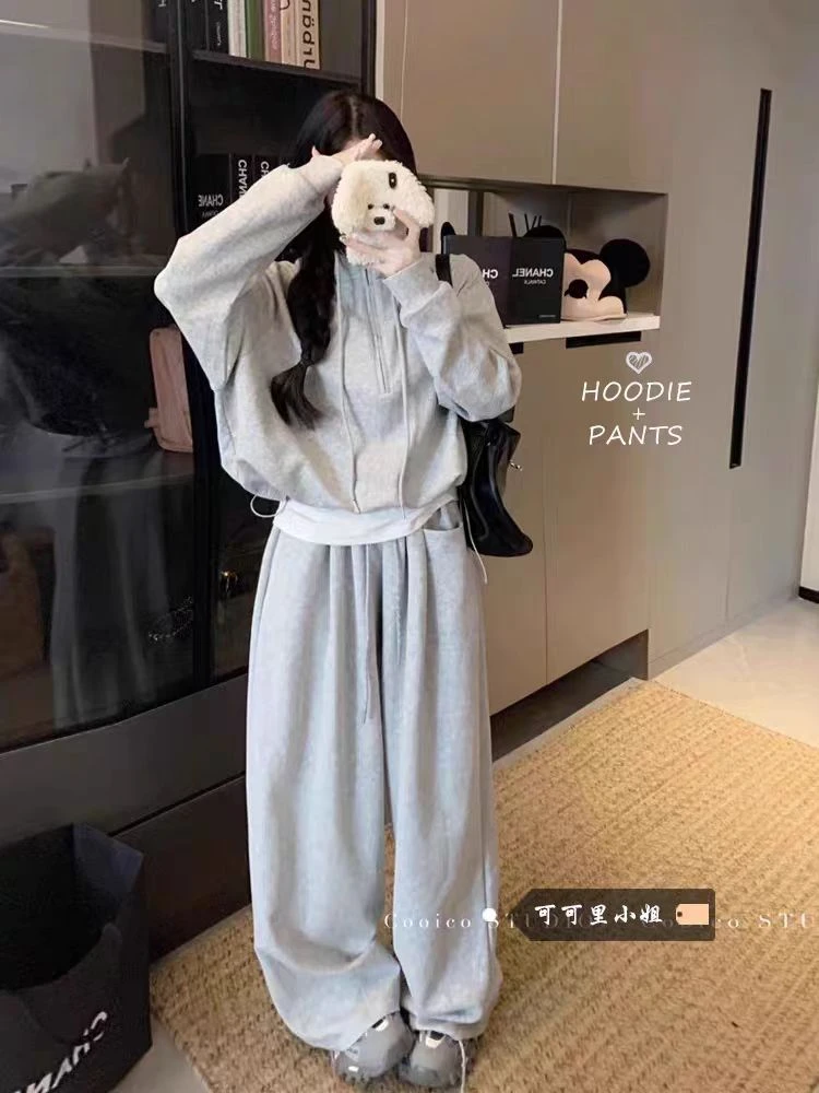 (运补6元)1095小个子休闲运动卫衣套装秋冬新款洋气减龄宽松两件