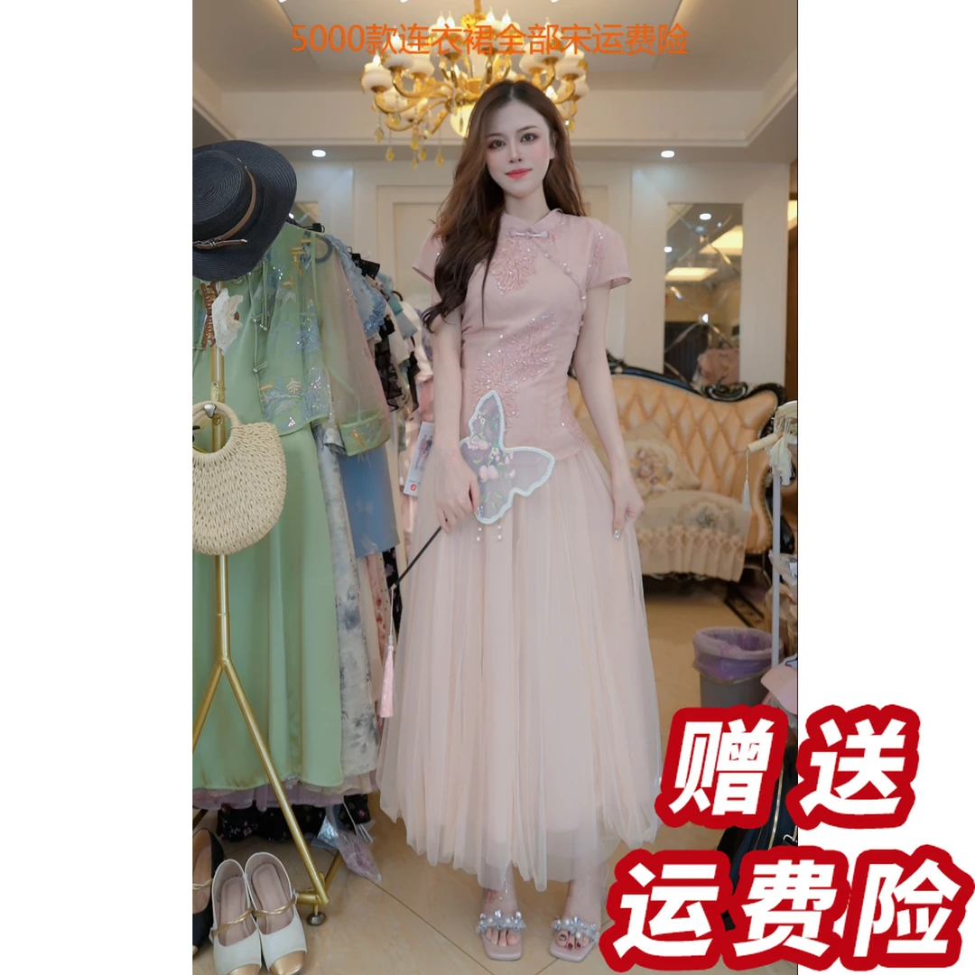 【赠送运费险】国风新中式短袖旗袍连衣裙女2025夏季中长裙A56125
