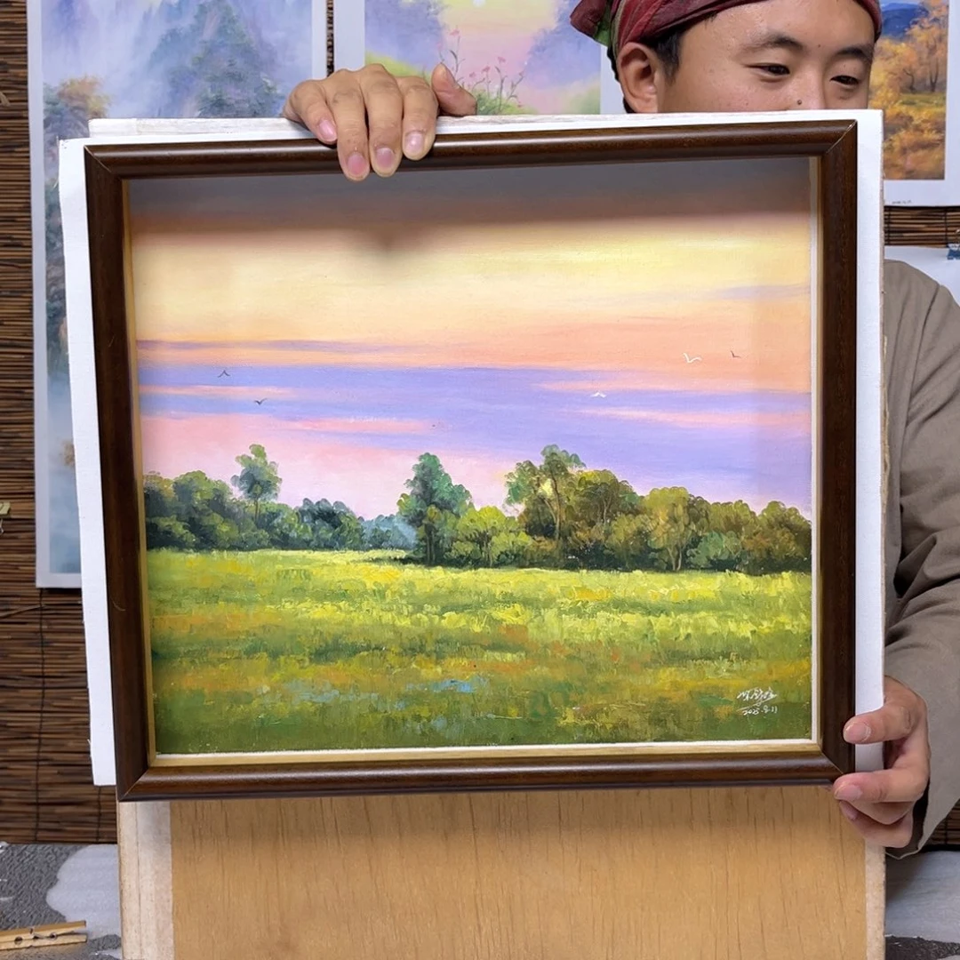 油画行路人小院绘画作品竞拍