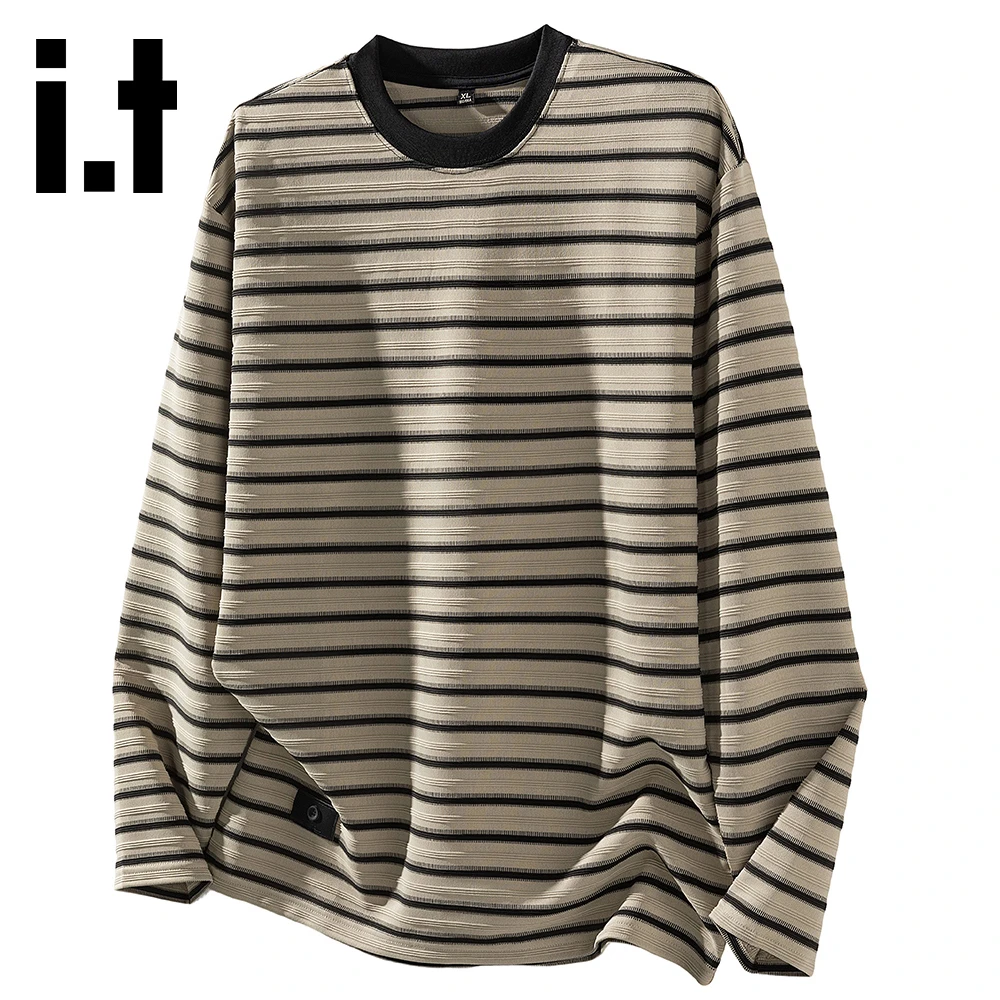 it:CHOCOOLATE条纹长袖T恤男2025秋冬新款潮流百搭打底时尚上衣男