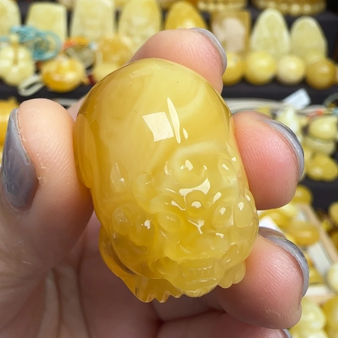 未镶嵌吊坠(不含链)琥珀天然俄料蜜蜡貔貅吊坠