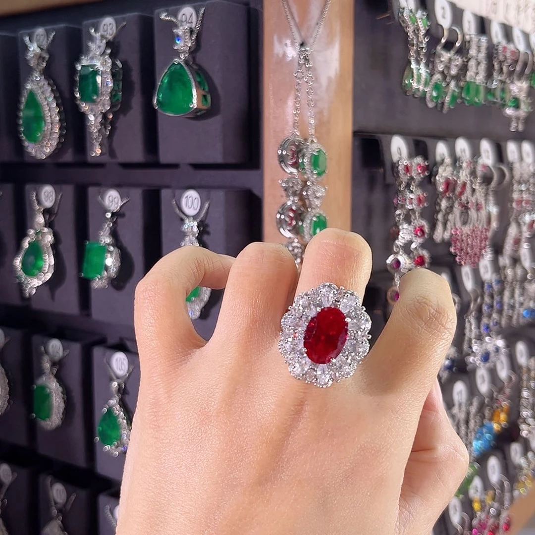 银S925镶嵌戒指红宝石