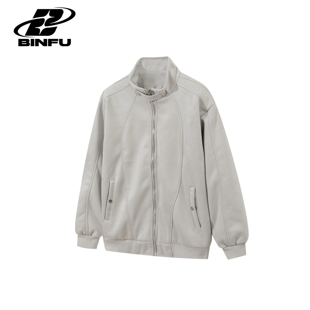 BINFU 秋冬新款男女同款情侣装 立领简约百搭宽松夹克外套
