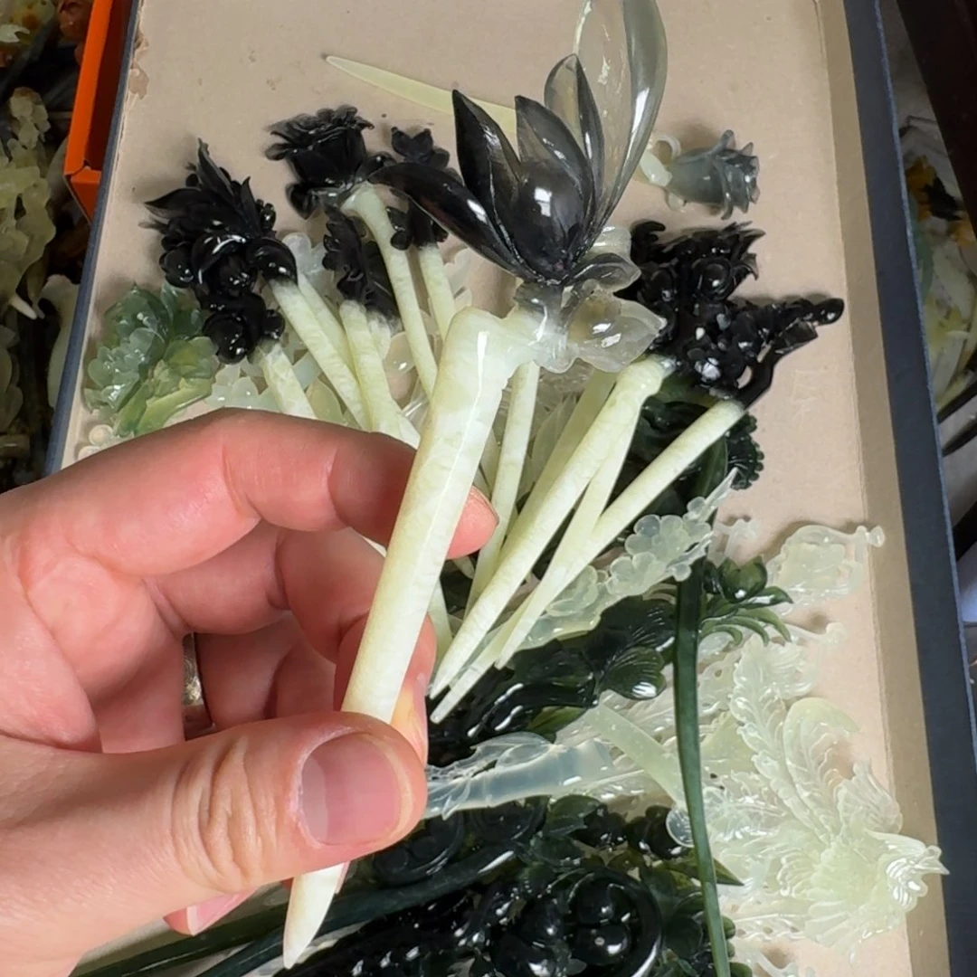 岫玉发饰未镶嵌明君玉簪就是好看