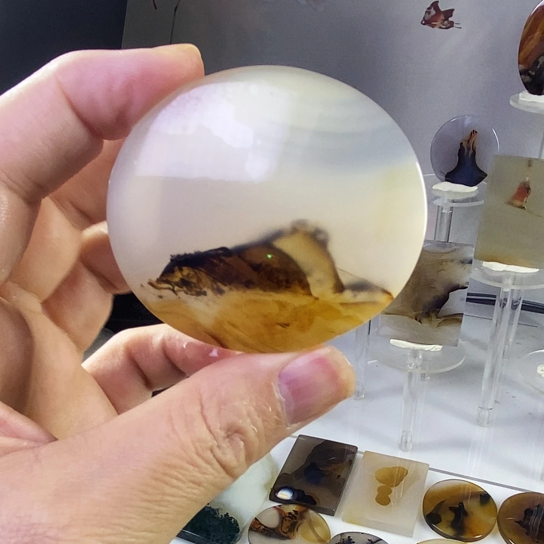 合成碳硅石非金属时尚图纹画面石饰品