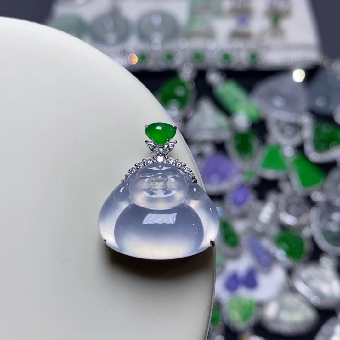 翡翠18K金镶嵌吊坠(不含链)佛