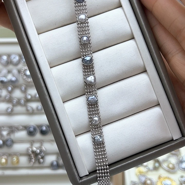 银S925镶嵌海水珍珠手链