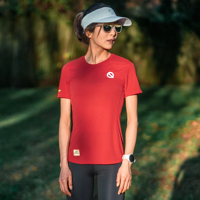 轻功呼吸方格圆领短袖T恤男女款夏季跑步透气马拉松专业跑步短袖